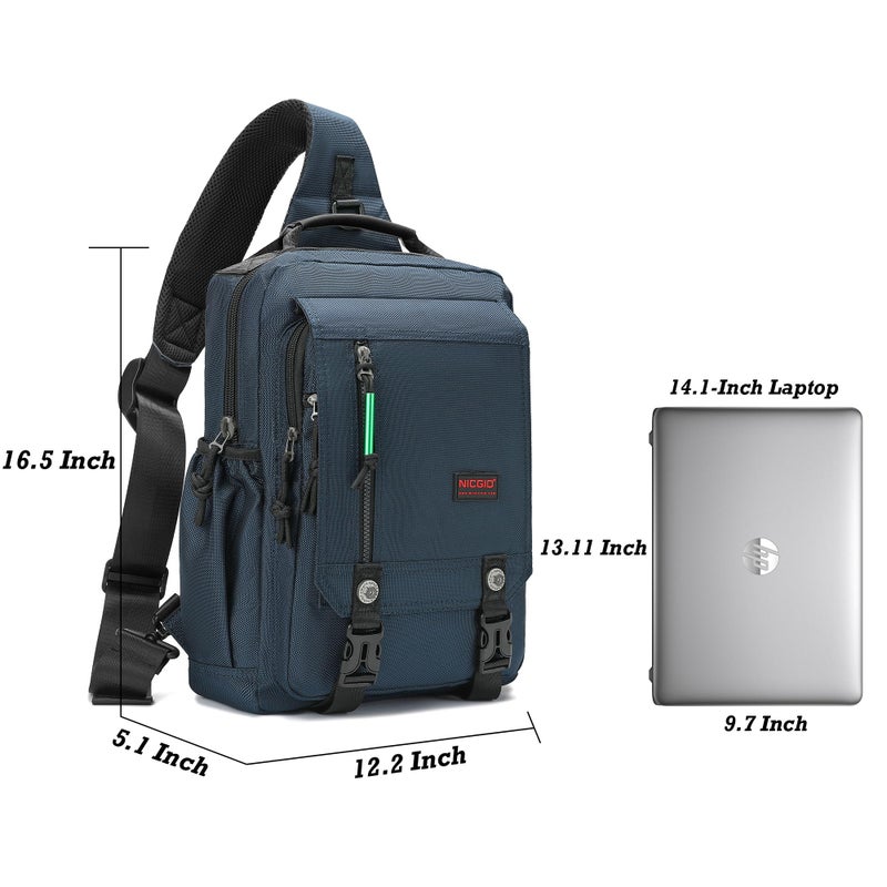 NICGID Sling Bags Chest Shoulder Backpacks, 14.1'' Laptop Backpack Crossbody Messenger Bag Travel Outdoor Men Women - Image 5